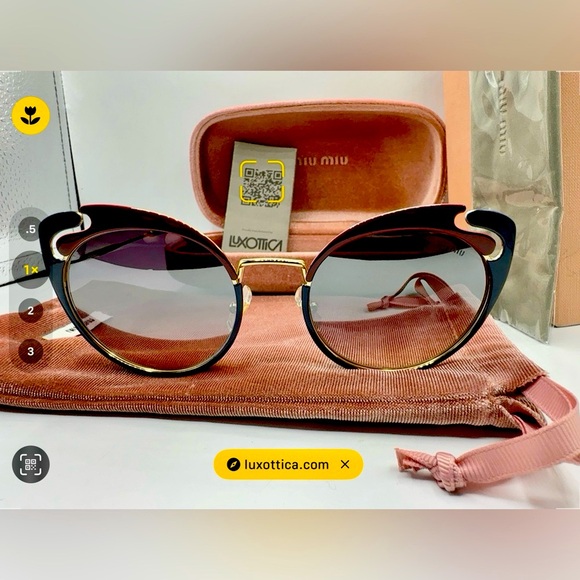 miu miu 57TS HB5-GRO Blue garnet gold cat eye ‼️Size 54-20-140 Authentic - Picture 3 of 15